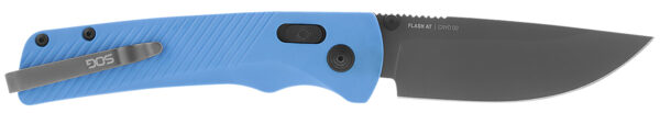 S.O.G SOG11180341 Flash AT 3.45" Folding Plain TiNi Cryo D2 Steel Blade/Civic Cyan GRN Handle Includes Pocket Clip — view 1