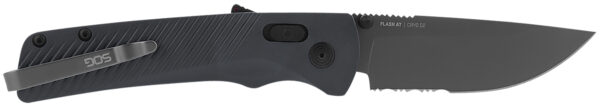 S.O.G SOG11180641 Flash AT 3.45" Folding Part Serrated TiNi Cryo D2 Steel Blade/ Urban Grey GRN Handle Includes Pocket Clip — view 1