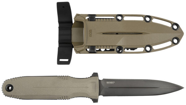 S.O.G SOG17610257 Pentagon FX 4.77" Fixed Spear Point Plain Black Titanium Nitride Cryo CPM S35VN Blade/G10 FLat Dark Earth Handle — view 1