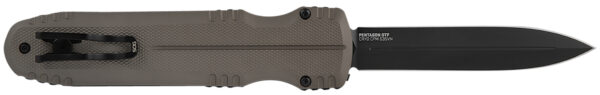 S.O.G SOG15610257 Pentagon  3.79" OTF Spear Point Plain Black TiNi Cryo CPM S35VN Steel Blade, Flat Dark Earth Aluminum Handle — view 1