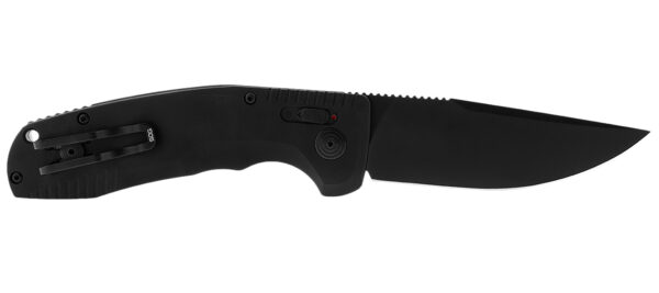 S.O.G SOG15380157 SOG-TAC Auto 3.43" Folding Plain Black TiNi Cryo D2 Steel Blade Black Micro-Textured Anodized Aluminum Handle Includes Pocket Clip — view 1