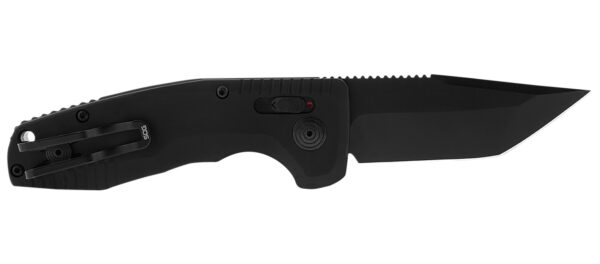 S.O.G SOG-15-38-10 SOG-TAC Auto Compact 2.94" Folding Tanto Part Serrated Black TiNi Cryo D2 Steel Blade Black Micro-Textured Anodized Aluminum Handle Includes Pocket Clip — view 1
