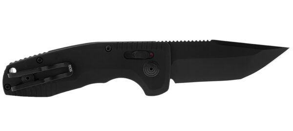 S.O.G SOG-15-38-09 SOG-TAC Auto Compact 2.94" Folding Tanto Plain Black TiNi Cryo D2 Steel Blade Black Micro-Textured Anodized Aluminum Handle Includes Pocket Clip — view 1
