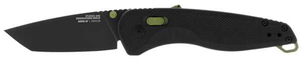 S.O.G SOG11410941 Aegis AT 3.13" Folding Drop Point Plain Black TiNi Cryo D2 Steel Blade/Black w/Moss Accents GRN Handle — view 1