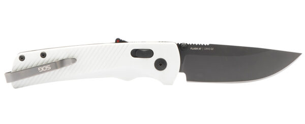 S.O.G SOG11181041 Flash AT 3.45" Folding Straight Back Plain TiNi Cryo D2 Steel Blade, Concrete Gray Textured GRN Handle — view 1
