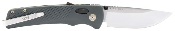 S.O.G SOG11181141 Flash AT EDC 3.45" Folding Plain Satin Cryo D2 Steel Blade, Urban Grey GRN Handle, Peg Box Pkg — view 1