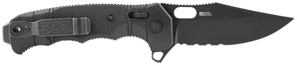 S.O.G SOG12210557 Seal XR 3.90" Folding Clip Point Part Serrated Black Cerakote S35VN SS Blade/Black GRN Handle Includes Belt Clip — view 1