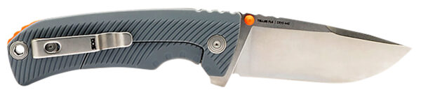 S.O.G SOG14060243 Tellus FLK 3.65" Folding Clip Point Plain Stonewashed Cryo 440C SS Blade, Wolf Gray Textured GRN Handle, Blister Pack — view 1