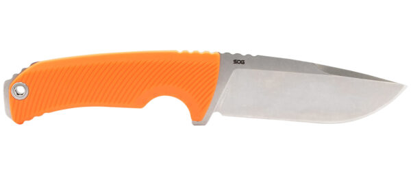 S.O.G SOG17060343 Tellus FX 4.20" Fixed Clip Point Plain Stonewashed Cryo 440C SS Blade/ Blaze Orange Textured GRN Handle — view 1