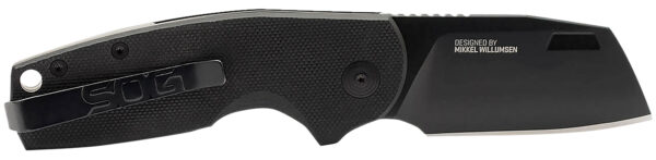 S.O.G SOG16030757 Stout SJ 2.60" Folding Clip Point Plain Stonewashed Cryo D2 Steel Blade/ Black Textured G10 Handle Includes Belt Clip, Presentation Box — view 1