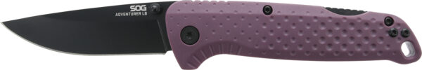 S.O.G SOG13110443 Adventure LB 3.50" Folding Drop Point Plain Black TiNi 5Cr15MoV Blade, Dark Purple Textured GRN Handle — view 1