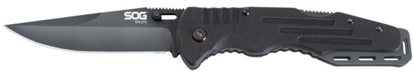 S.O.G SOG-FF11-CP Salute  3.62" Folding Clip Point Plain Black Hardcased 8Cr13MoV SS Blade Black G10 Handle Includes Belt Clip — view 1