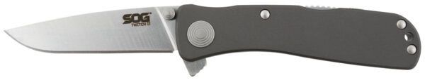 S.O.G SOGTWI8CP Twitch II 2.65" Folding Drop Point Plain Satin AUS-8A SS Blade Gray Anodized Aluminum Handle Includes Belt Clip — view 1