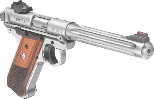 RUGER MARK IV HUNTER 22LR - 6.88" FLUTED BULL AS S/S WOOD — view 1