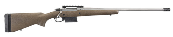 Ruger 47198 Hawkeye Long-Range Hunter Full Size 6.5 Creedmoor 5+1 22" Matte Stainless Steel Threaded Barrel, Picatinny Rail Stainless Steel Receiver, Black Speckled Brown Adj LOP Laminate Stock — view 1