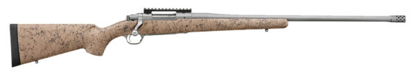 Ruger 57155 Hawkeye FTW Hunter Full Size 300 Win Mag 3+1 24" Matte Stainless Steel Threaded Barrel, Picatinny Rail Stainless Steel Receiver, Speckled Tan/Black HS Precision Synthetic Stock — view 1