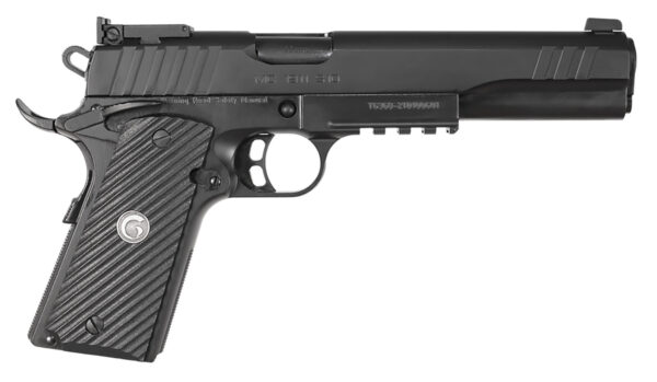 EAA GIRSAN 390600 MC1911S Hunter Full Size 10mm Auto 8+1 6" Black Steel Barrel, Blued Serrated Slide, Matte Black Steel Frame w/Accessory Rail & Beavertail, Black Checkered Polymer Grips Ambidextrous — view 1