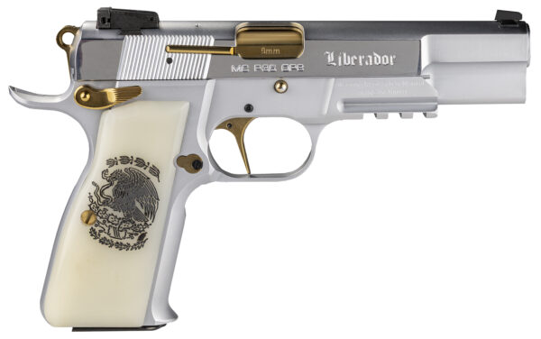 Girsan 391455 MCP 35 Liberador 9mm Luger, OPS with Accessory Rail, Gold Controls, Pearl Engraved Grips — view 1