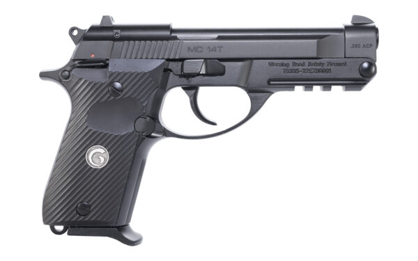EAA GIRSAN 390850 MC 14T Solution Compact Frame 380 ACP 13+1, 4.50" Black Steel Tip-Up Barrel, Serrated Steel Slide & Aluminum Frame w/Picatinny Rail, Black Checkered Polymer Grip Ambidextrous — view 1
