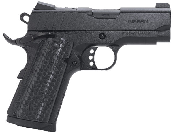 Girsan 391040 MC1911 SC Influencer Sub-Compact 9mm Luger 7+1 3.40" Blued Steel Barrel, Black Cerakote Optic Ready/Serrated Steel Slide & Frame w/Picatinny Rail & Beavertail, Gray Polymer Grip — view 1