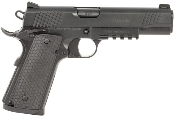 Girsan 392060 MC1911 S Untouchable Full Size 45 ACP 8+1 5" Black Steel Barrel, Black Serrated Steel Slide & Frame w/Beavertail & Picatinny Rail, Black Polymer Grip — view 1