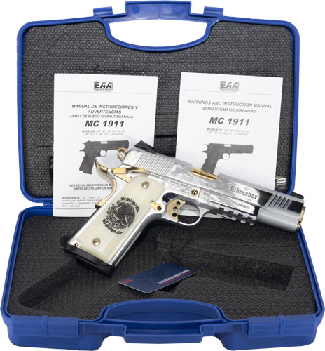 GIRSAN MC1911S LIBERADORE II - 45ACP CHROME/GOLD ENGRAVED 8RD — view 1