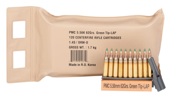 PMC 556(M55)BP X-Tac Battle Pack 5.56x45mmNATO 62gr Light Armor Piercing Green Tip 120 Per Box/5 Case — view 1