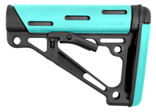 Hogue 13440 OverMolded Collapsible Buttstock Aqua OverMolded Rubber Black Synthetic AR-15, M16 with Mil-Spec Tube (Tube Not Included) — view 1