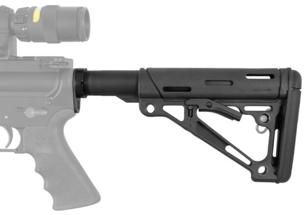 Hogue 15045 OverMolded Collapsible Buttstock Black OverMolded Rubber Black & Mil-Spec Tube for AR15, M16, M4 — view 1