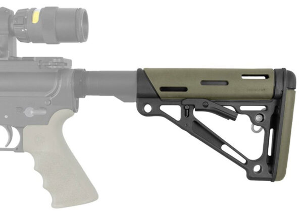 Hogue 15240 OverMolded Collapsible Buttstock OD Green OverMolded Rubber Black Synthetic AR-15, M16, M4 — view 1