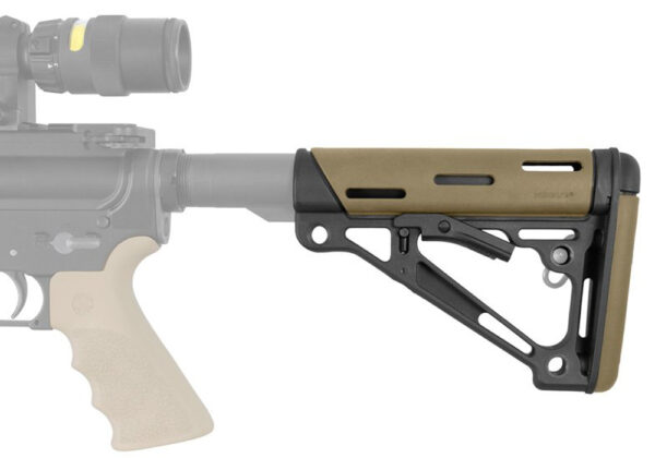 Hogue 15350 OverMolded Collapsible Buttstock Tan OverMolded Rubber Black Synthetic AR-15, M16, M4 — view 1