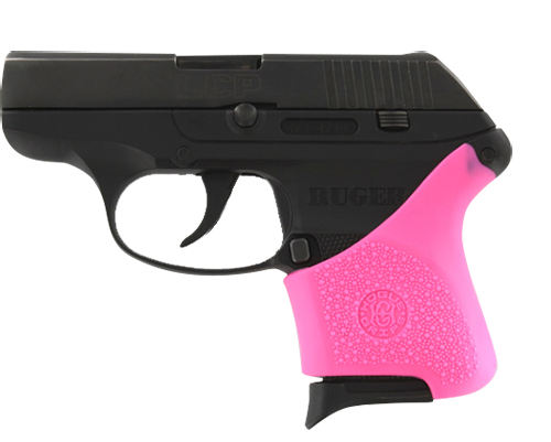 Hogue 18107 HandAll Hybrid Grip Sleeve made of Rubber with Textured Pink Finish for Ruger LCP — view 1