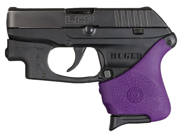 Hogue 18116 HandAll Hybrid Grip Sleeve made of Rubber with Textured Purple Finish for Ruger LCP with Crimson Trace — view 1
