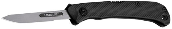 Hogue 35836 Expel  2.50" Folding Scalpel Plain Satin High Carbon Steel Blade, Black Textured G10 Scales/SS Handle — view 1