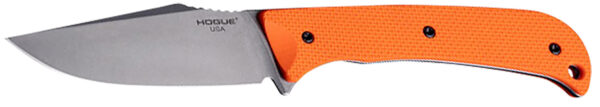 Hogue 35860 Extrak  3.30" Fixed Clip Point Plain Stone Tumbled CPM M4 Tool Steel Blade, Blaze Orange Textured G10 Scales Handle — view 1