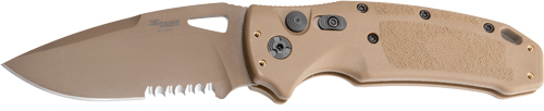 HOGUE K320A M17 3.5" AUTO FLDR - DROP POINT BLADE POLY TAN — view 1