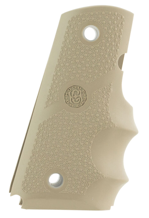 Hogue 43003 Rubber Grip  Cobblestone Desert Tan with Finger Grooves for 1911 Officer — view 1