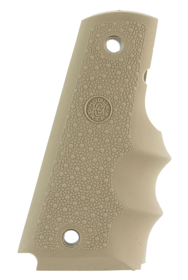 Hogue 45003 OverMolded Grip Cobblestone Desert Tan Rubber with  Finger Grooves for 1911 Governement — view 1