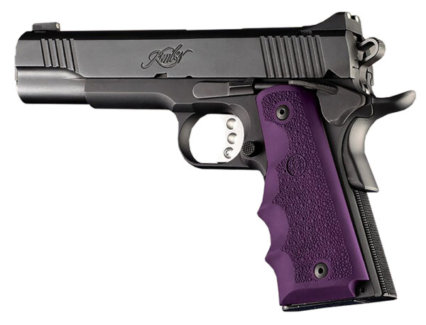 Hogue 45006 OverMolded Grip Cobblestone Purple Rubber with Finger Grooves for 1911 Government — view 1