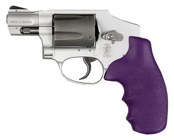 Hogue 60006 OverMolded Monogrip Cobblestone Purple Rubber with Finger Grooves for S&W J Frame with Round Butt — view 1