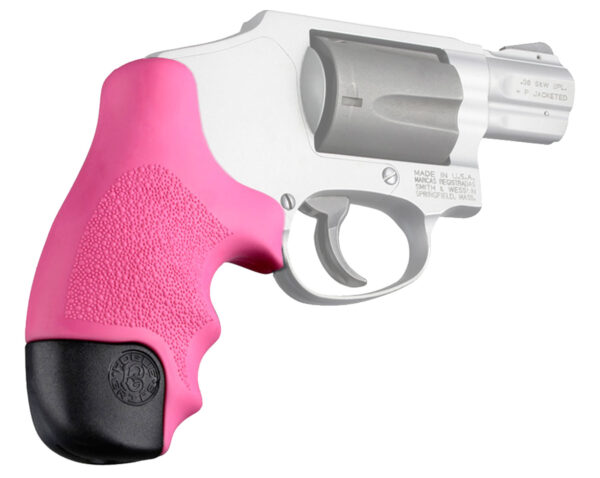 Hogue 60027 OverMolded Tamer  Cobblestone Pink Rubber with Finger Grooves for S&W J Frame Centennial with Round Butt, Bodyguard — view 1