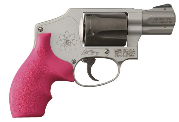 Hogue 61007 Rubber Bantam  Cobblestone Pink Rubber with Finger Grooves for S&W J Frame with Round Butt — view 1