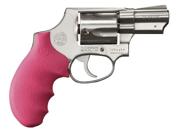 Hogue 67007 OverMolded Monogrip Cobblestone Pink Rubber with Finger Grooves for Taurus 85 — view 1