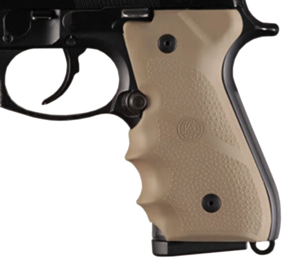 Hogue 92003 Rubber Grip  Flat Dark Earth with Finger Grooves for Beretta 92, 96 — view 1