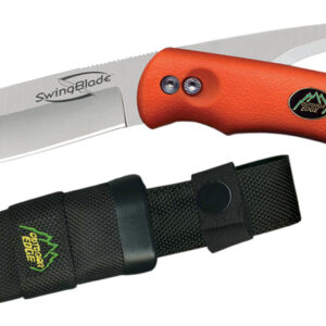 Outdoor Edge SZ20NC SwingBlade  3.60"/3.20" Folding Skinning/Gutting Plain Aichi AUS8 SS Blade Blaze Orange TPR Handle