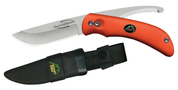 Outdoor Edge SZ20NC SwingBlade  3.60"/3.20" Folding Skinning/Gutting Plain Aichi AUS8 SS Blade Blaze Orange TPR Handle — view 1