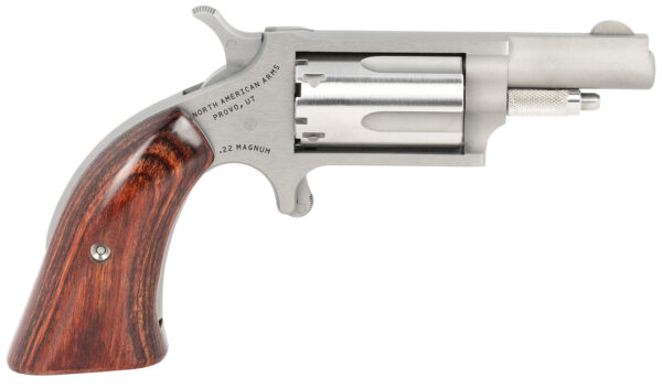 North American Arms 22MGBG Mini-Revolver  Sports South Exclusive 22 WMR 5 Shot 1.63" Stainless Steel Barrel, Frame & Cylinder, Wood Boot Grip, Exposed Hammer — view 1