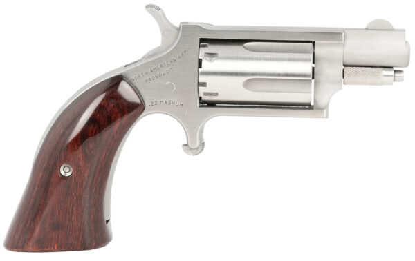 North American Arms 22MSGBG Mini-Revolver  Sports South Exclusive 22 WMR 5 Shot 1.13" Stainless Steel Barrel, Frame & Cylinder, Wood Boot Grip, Exposed Hammer — view 1