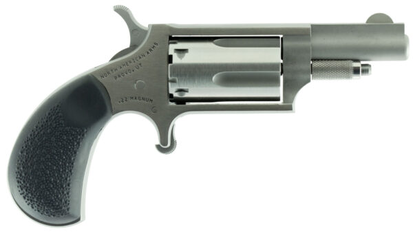 North American Arms 22MGRC Mini-Revolver  Sports South Exclusive 22 WMR 5 Shot 1.63" Stainless Steel Barrel, Frame & Cylinder, Black Rubber Grip, Exposed Hammer — view 1