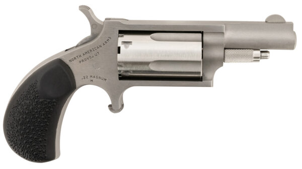 North American Arms 22MGRCHSS Mini-Revolver Carry Combo Sports South Exclusive 22 WMR 5 Shot 1.63" Stainless Steel Barrel, Frame & Cylinder, Black Rubber Grip, Exposed Hammer, Side Carry Holster — view 1